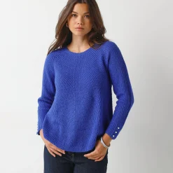 Trui En Vest<Blancheporte Trui in patenttricot met uitlopend model met zachte touch felblauw