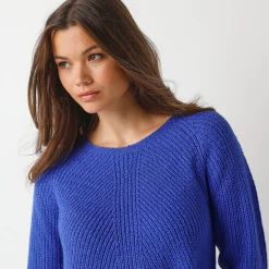 Trui En Vest<Blancheporte Trui in patenttricot met uitlopend model met zachte touch felblauw