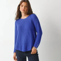 Trui En Vest<Blancheporte Trui in patenttricot met uitlopend model met zachte touch felblauw