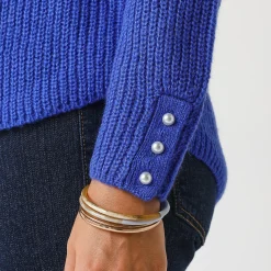 Trui En Vest<Blancheporte Trui in patenttricot met uitlopend model met zachte touch felblauw
