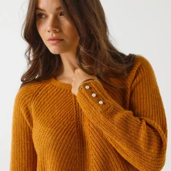 Trui En Vest<Blancheporte Trui in patenttricot met uitlopend model met zachte touch kerrie