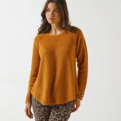 Trui En Vest<Blancheporte Trui in patenttricot met uitlopend model met zachte touch kerrie