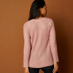 Trui En Vest<Blancheporte Trui in patenttricot met uitlopend model met zachte touch poederroze