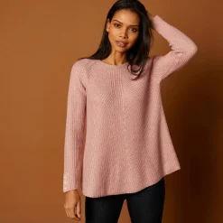 Trui En Vest<Blancheporte Trui in patenttricot met uitlopend model met zachte touch poederroze