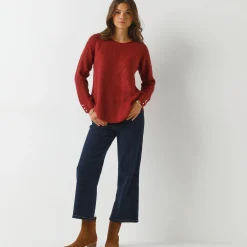 Trui En Vest<Blancheporte Trui in patenttricot met uitlopend model met zachte touch bordeaux