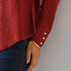 Trui En Vest<Blancheporte Trui in patenttricot met uitlopend model met zachte touch bordeaux