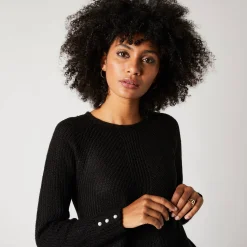 Trui En Vest<Blancheporte Trui in patenttricot met uitlopend model met zachte touch zwart