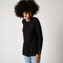 Trui En Vest<Blancheporte Trui in patenttricot met uitlopend model met zachte touch zwart