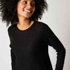 Trui En Vest<Blancheporte Trui in patenttricot met uitlopend model met zachte touch zwart
