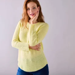 Trui En Vest<Blancheporte Trui in patenttricot met uitlopend model met zachte touch lichtgeel