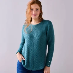Trui En Vest<Blancheporte Trui in patenttricot met uitlopend model met zachte touch saliegroen