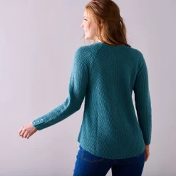 Trui En Vest<Blancheporte Trui in patenttricot met uitlopend model met zachte touch saliegroen