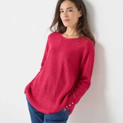Trui En Vest<Blancheporte Trui in patenttricot met uitlopend model met zachte touch framboos