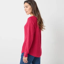 Trui En Vest<Blancheporte Trui in patenttricot met uitlopend model met zachte touch framboos