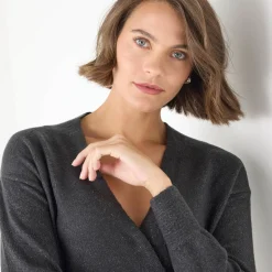 Feestoutfits Dames|Trui En Vest<Blancheporte Trui in wikkelstijl met juweelknopen antraciet