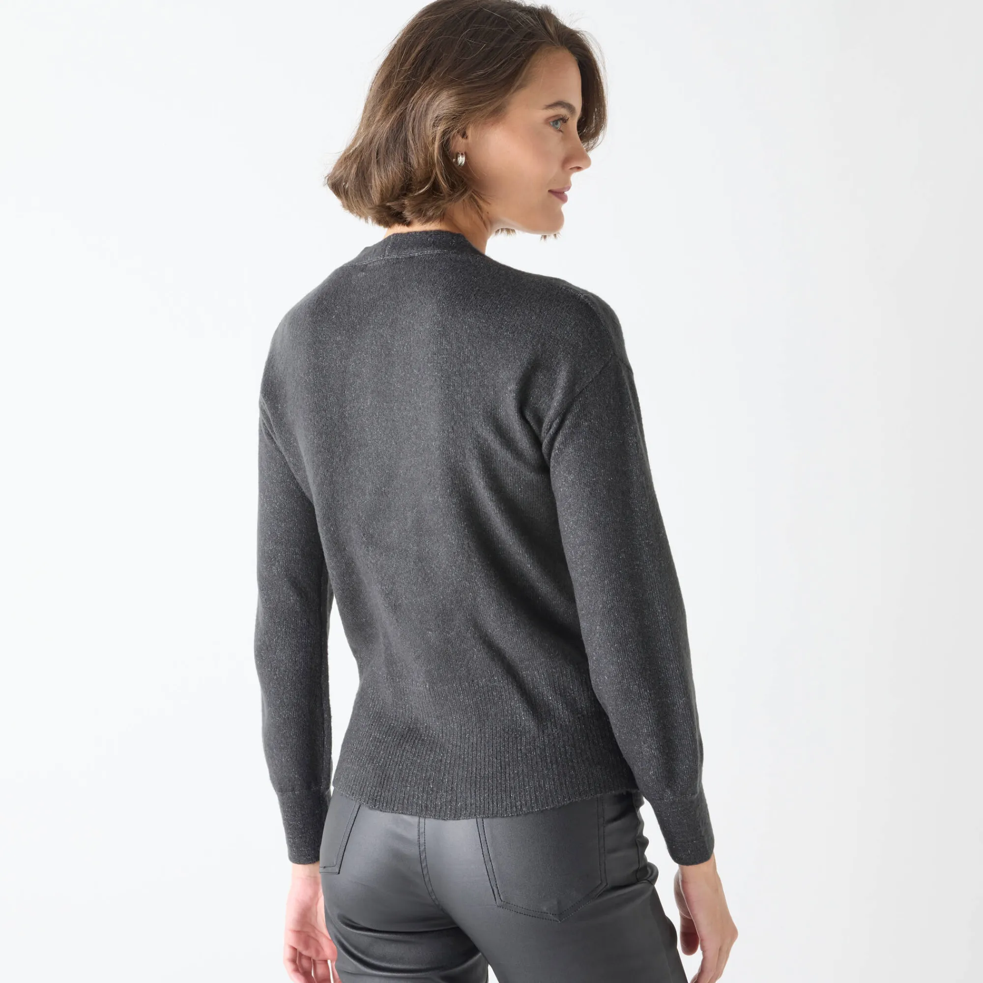 Feestoutfits Dames|Trui En Vest<Blancheporte Trui in wikkelstijl met juweelknopen antraciet