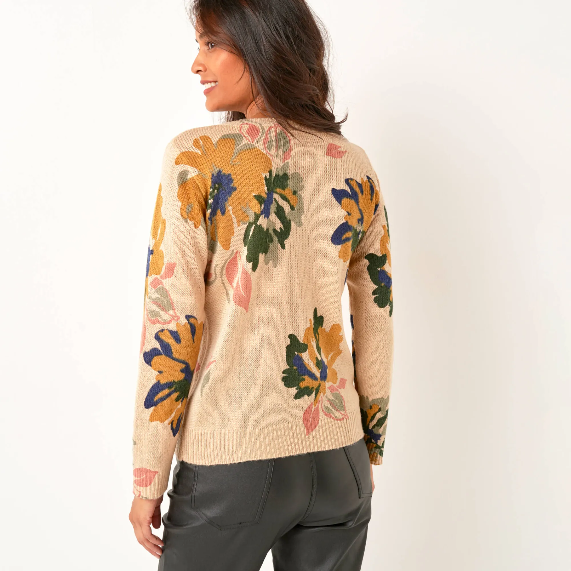 Trui En Vest<Blancheporte Trui met bloemenprint beige / bronskleur