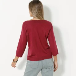 Trui En Vest<Blancheporte Trui met boothals en 3/4-mouwen, kasjmiertouch pruim