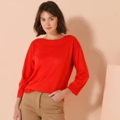 Trui En Vest<Blancheporte Trui met boothals en 3/4-mouwen, kasjmiertouch rood