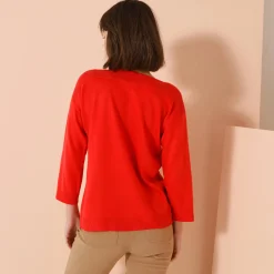 Trui En Vest<Blancheporte Trui met boothals en 3/4-mouwen, kasjmiertouch rood