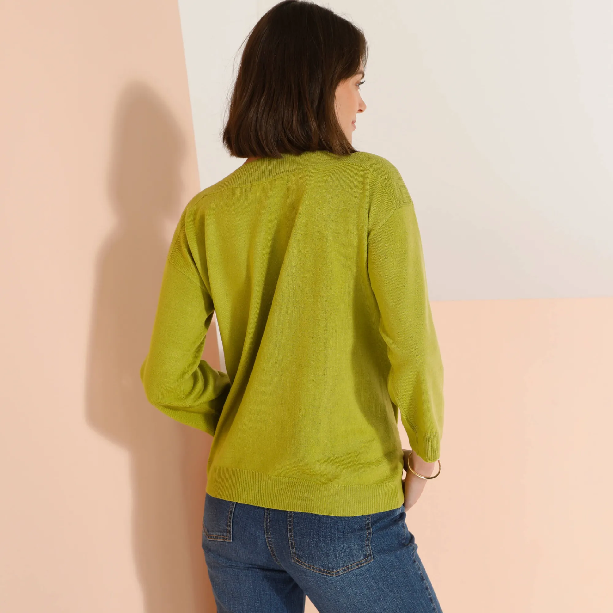 Trui En Vest<Blancheporte Trui met boothals en 3/4-mouwen, kasjmiertouch mosgroen