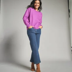 Trui En Vest<Lora Zellini Trui met boothals, fantasietricot paars