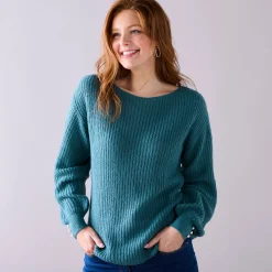 Trui En Vest<Blancheporte Trui met boothals, patenttricot met zachte touch saliegroen