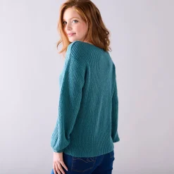 Trui En Vest<Blancheporte Trui met boothals, patenttricot met zachte touch saliegroen