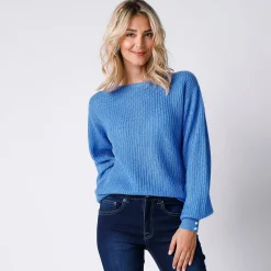 Trui En Vest<Blancheporte Trui met boothals, patenttricot met zachte touch lavendelblauw