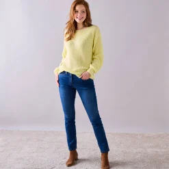 Trui En Vest<Blancheporte Trui met boothals, patenttricot met zachte touch lichtgeel
