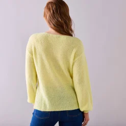 Trui En Vest<Blancheporte Trui met boothals, patenttricot met zachte touch lichtgeel