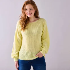 Trui En Vest<Blancheporte Trui met boothals, patenttricot met zachte touch lichtgeel