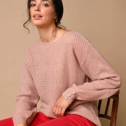 Trui En Vest<Blancheporte Trui met boothals, patenttricot met zachte touch poederroze