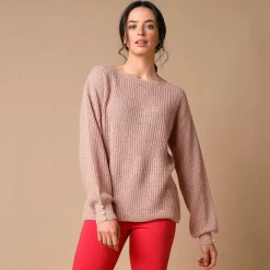 Trui En Vest<Blancheporte Trui met boothals, patenttricot met zachte touch poederroze