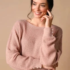 Trui En Vest<Blancheporte Trui met boothals, patenttricot met zachte touch poederroze
