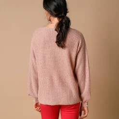Trui En Vest<Blancheporte Trui met boothals, patenttricot met zachte touch poederroze