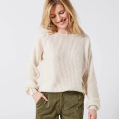 Trui En Vest<Blancheporte Trui met boothals, patenttricot met zachte touch ecru