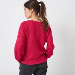 Trui En Vest<Blancheporte Trui met boothals, patenttricot met zachte touch framboos