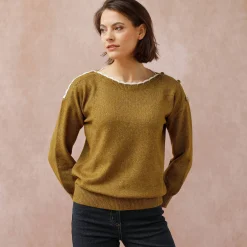 Trui En Vest<Blancheporte Trui met boothals, streelzacht tricot olijfgroen