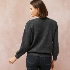 Trui En Vest<Blancheporte Trui met boothals, streelzacht tricot chiné antraciet