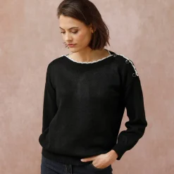 Trui En Vest<Blancheporte Trui met boothals, streelzacht tricot zwart