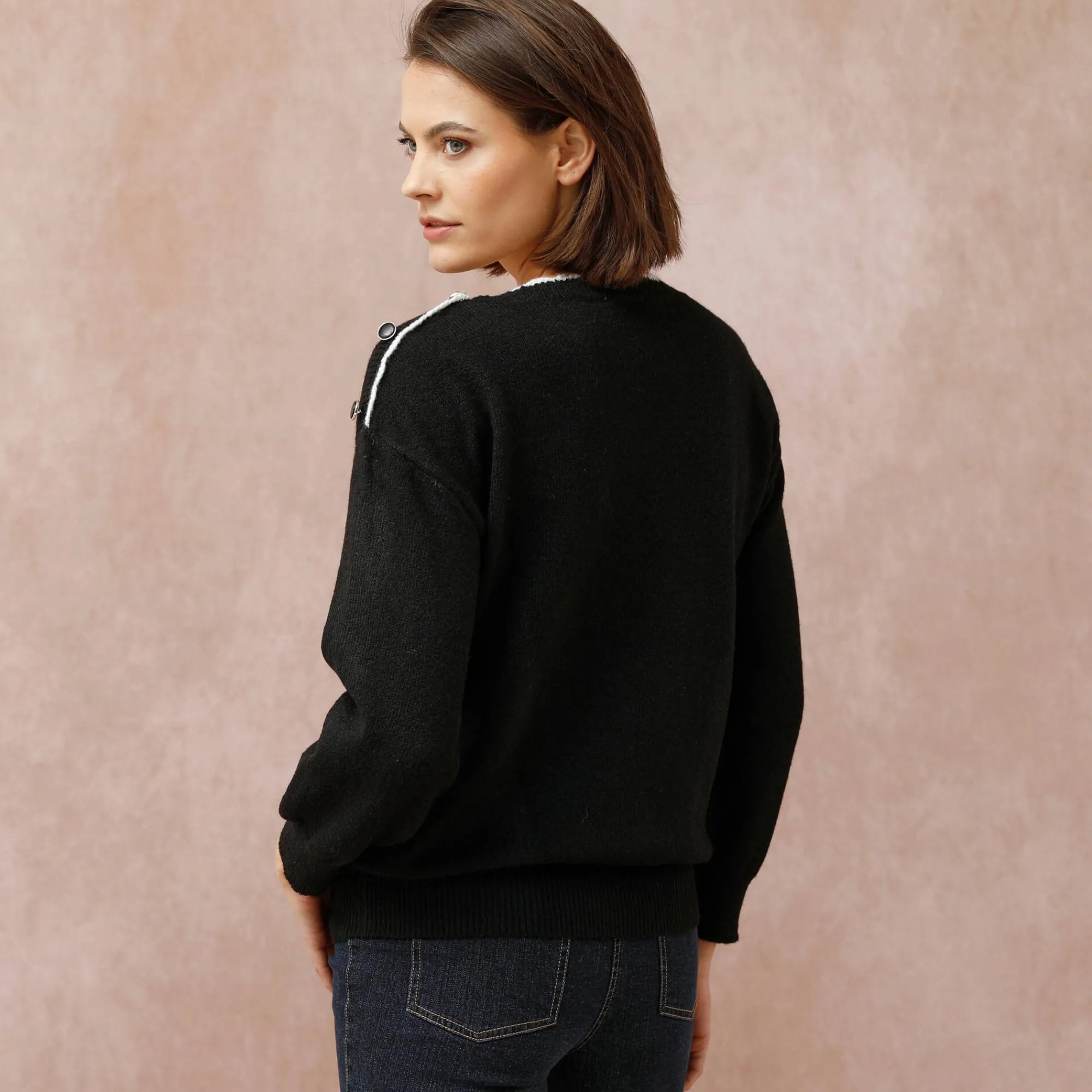 Trui En Vest<Blancheporte Trui met boothals, streelzacht tricot zwart