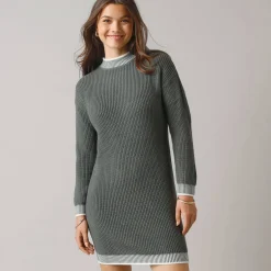 Jurk<Blancheporte Trui met contrasterende details, geribbelde boord kaki / ecru