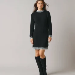 Jurk<Blancheporte Trui met contrasterende details, geribbelde boord zwart / ecru