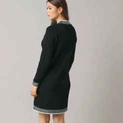 Jurk<Blancheporte Trui met contrasterende details, geribbelde boord zwart / ecru