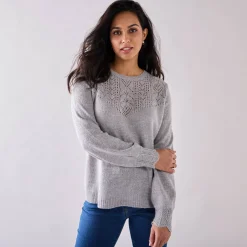 Trui En Vest<Blancheporte Trui met details in pointelletricot chiné grijs