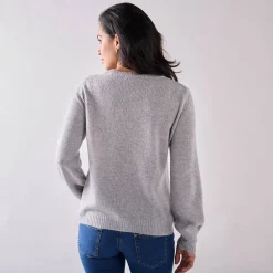 Trui En Vest<Blancheporte Trui met details in pointelletricot chiné grijs
