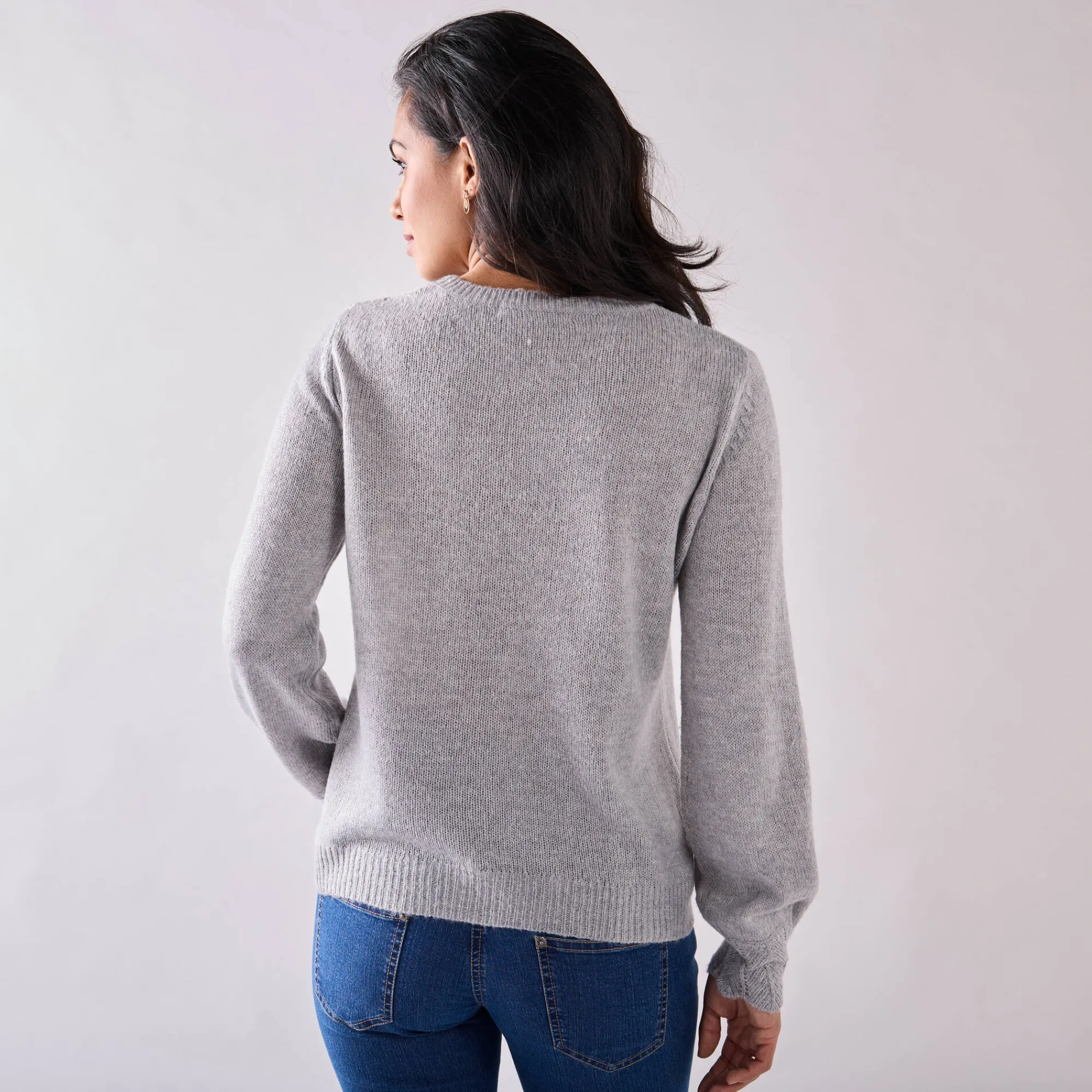 Trui En Vest<Blancheporte Trui met details in pointelletricot chiné grijs