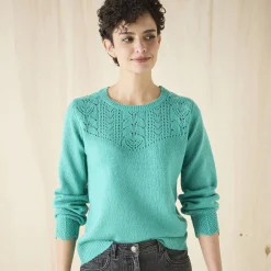 Trui En Vest<Blancheporte Trui met details in pointelletricot muntgroen