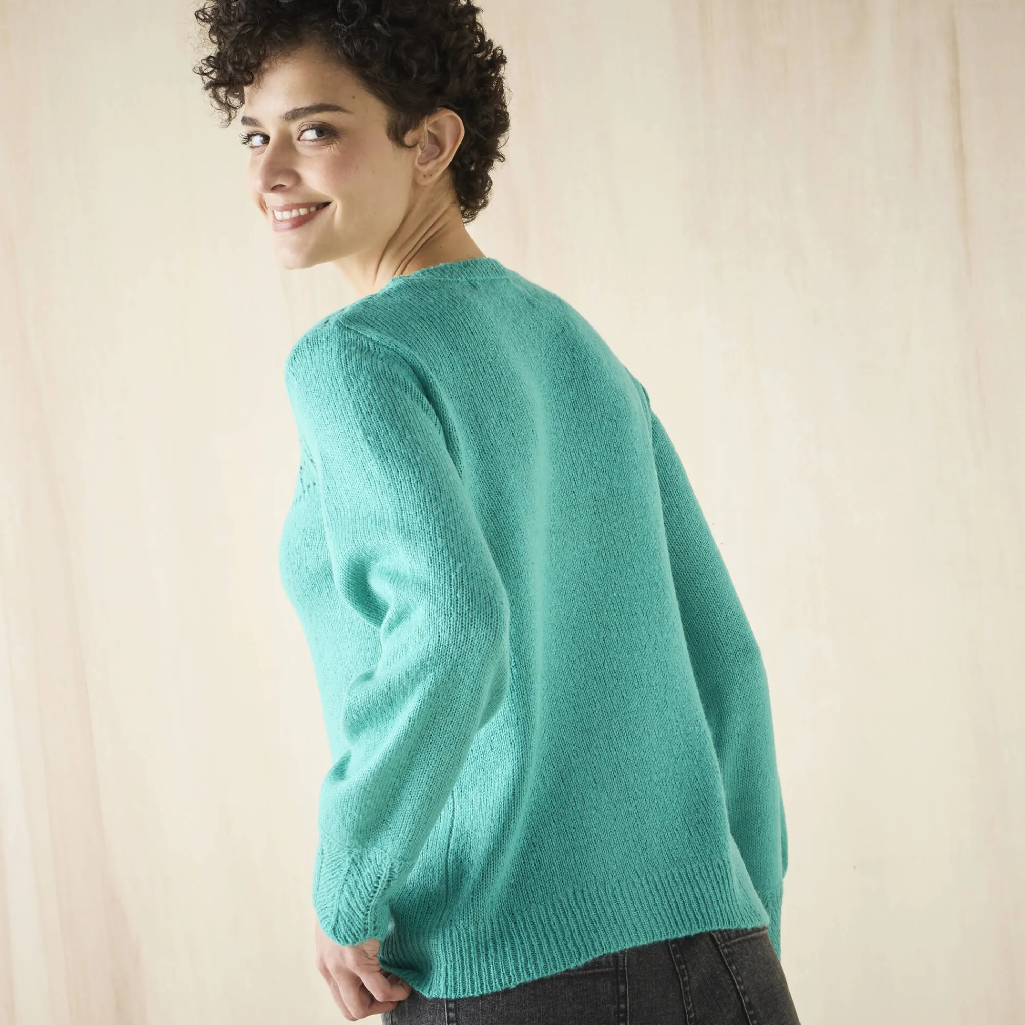 Trui En Vest<Blancheporte Trui met details in pointelletricot muntgroen